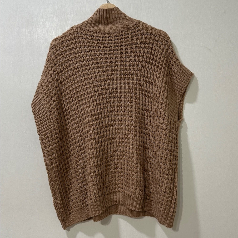 UNBRANDED WOMENS MOCK NECK BATWING BROWN KNIT PULLOVER SWEATER Sz MD - Picture 2 of 8